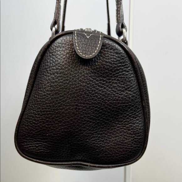 Dooney & Bourke Deep Dark Brown Pebbled Leather Barrel Shoulder Bag - Picture 3 of 16